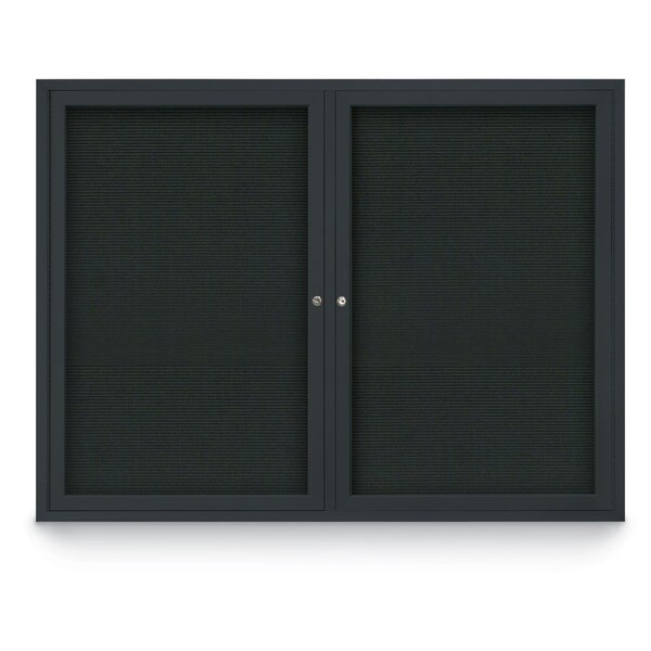 48"x36" 2-Door Enclosed Outdoor Letterboard, Black Felt/Black